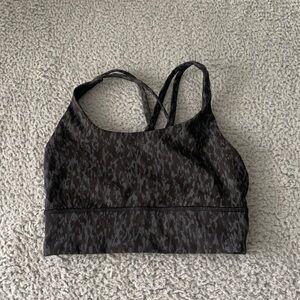 Lululemon Energy Longline Bra *Cups Leopard Camo Deep Coal Multi size 4